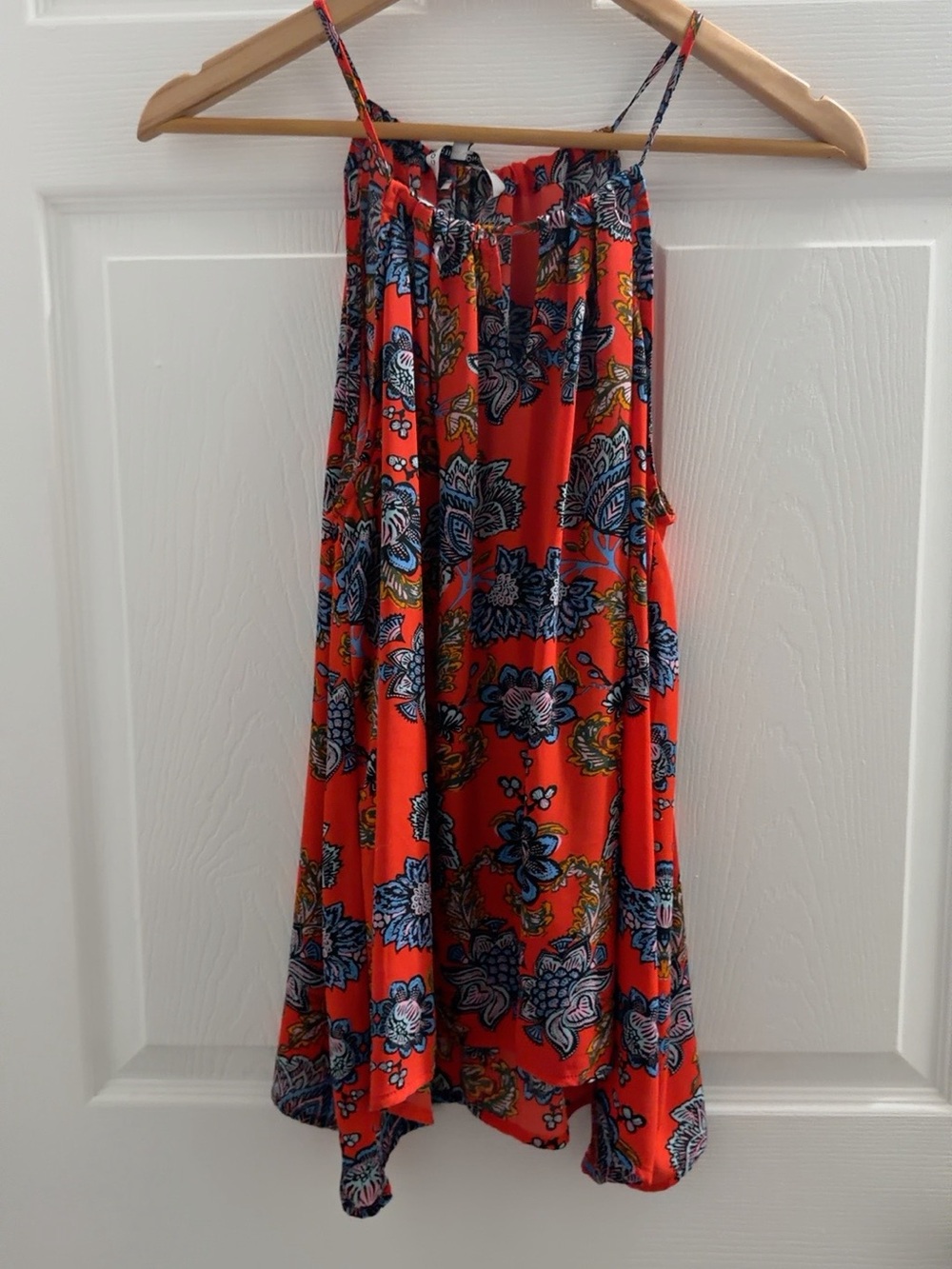 Collective Concepts Orange Floral Asymmetrical Slip Skirt
